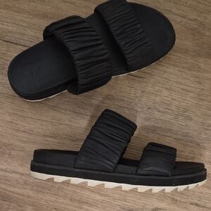 Sorel Black Slide Sandals